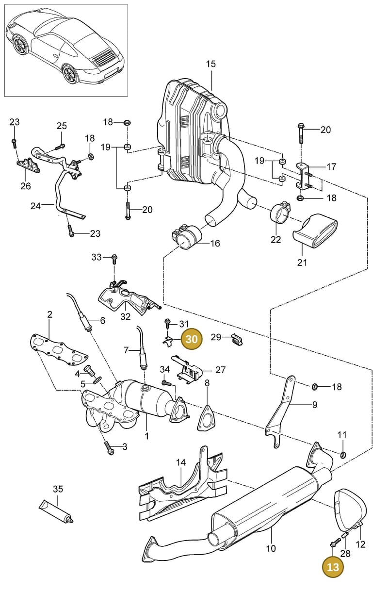 90006736201 — Porsche 911 Carrera (2008-2012) diagram p32202000, position 13+30