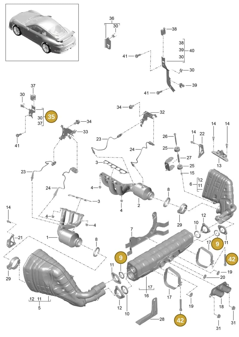 90006736201 — Porsche 911 (2013-2020) diagram p41202000, position 9+35+42
