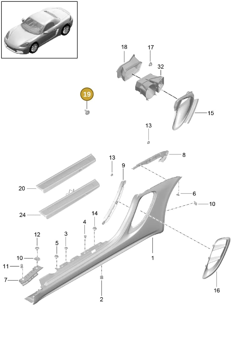 90007551001 — Porsche Boxster (2016-2019) diagram p48801090, position 19