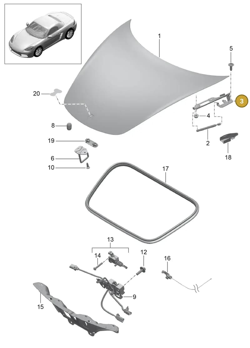 90007551001 — Porsche Boxster (2016-2019) diagram p48803000, position 3