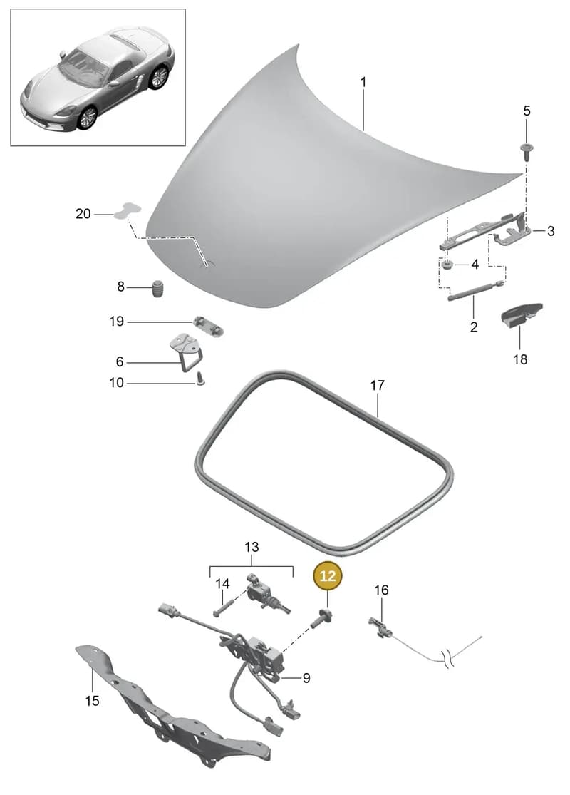 90007552001 — Porsche Boxster (2016-2019) diagram p48803000, position 7+12