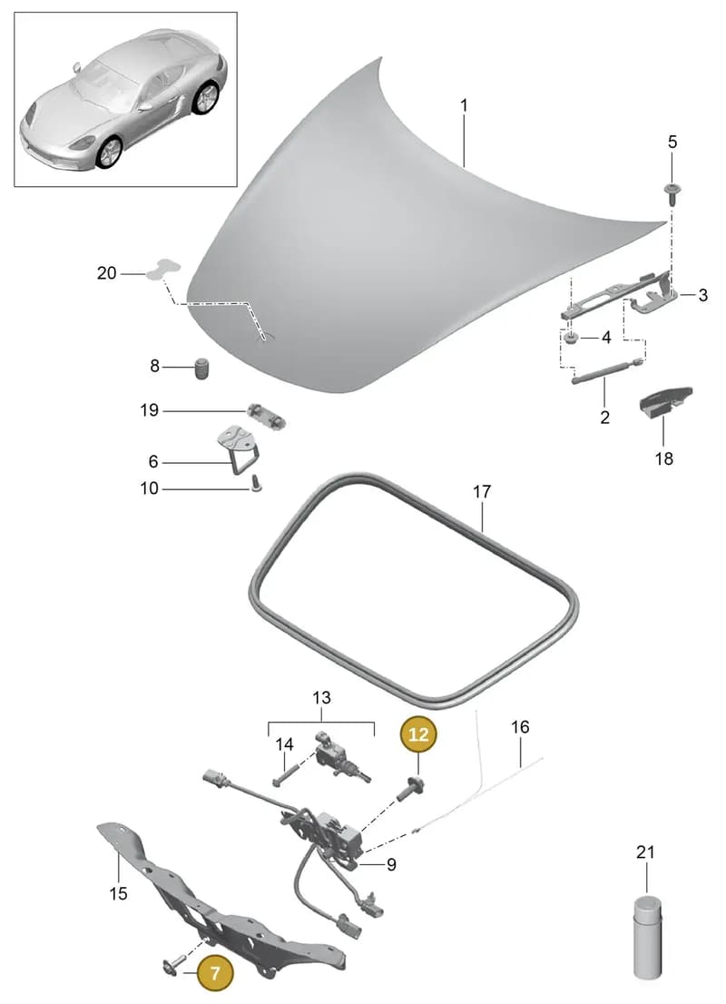 90007552001 — Porsche Cayman (2016-2019) diagram p50803000, position 7+12