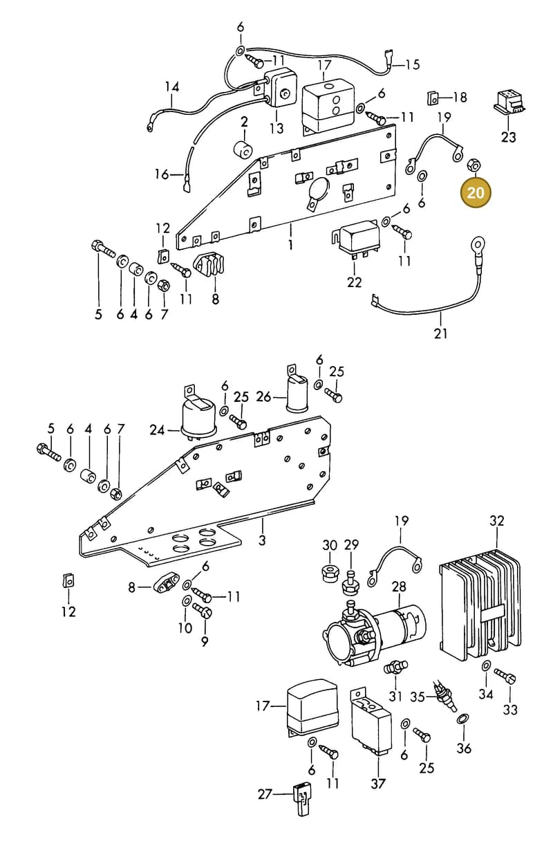 9000760250C — Porsche 901 platform diagram p73901010, position 20