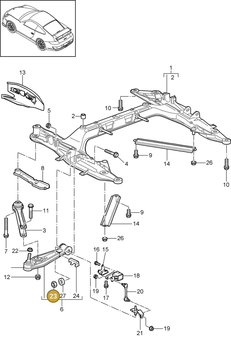 90007606402 — Porsche GT3 RS (2006-2011) diagram p29401000, position 23
