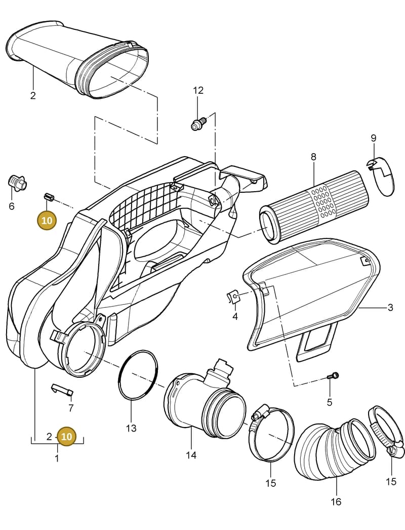 90009509909 — Porsche Cayman S (2005-2008) diagram p28106000, position 10
