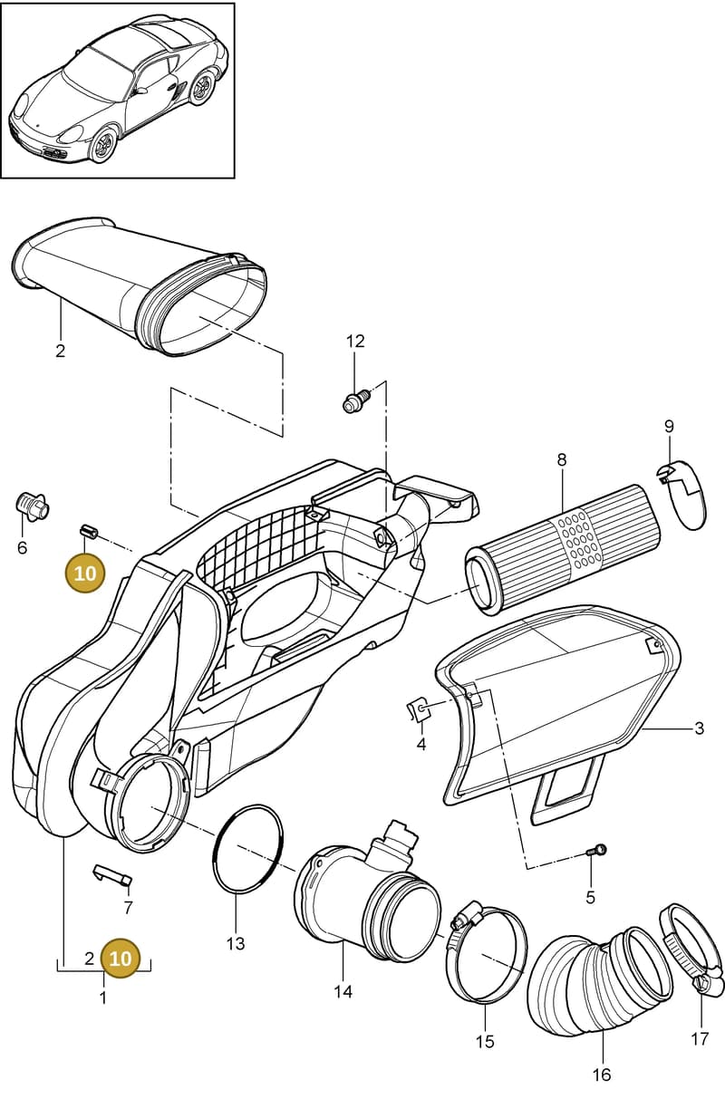 90009509909 — Porsche Cayman (2008-2012) diagram p34106000, position 10