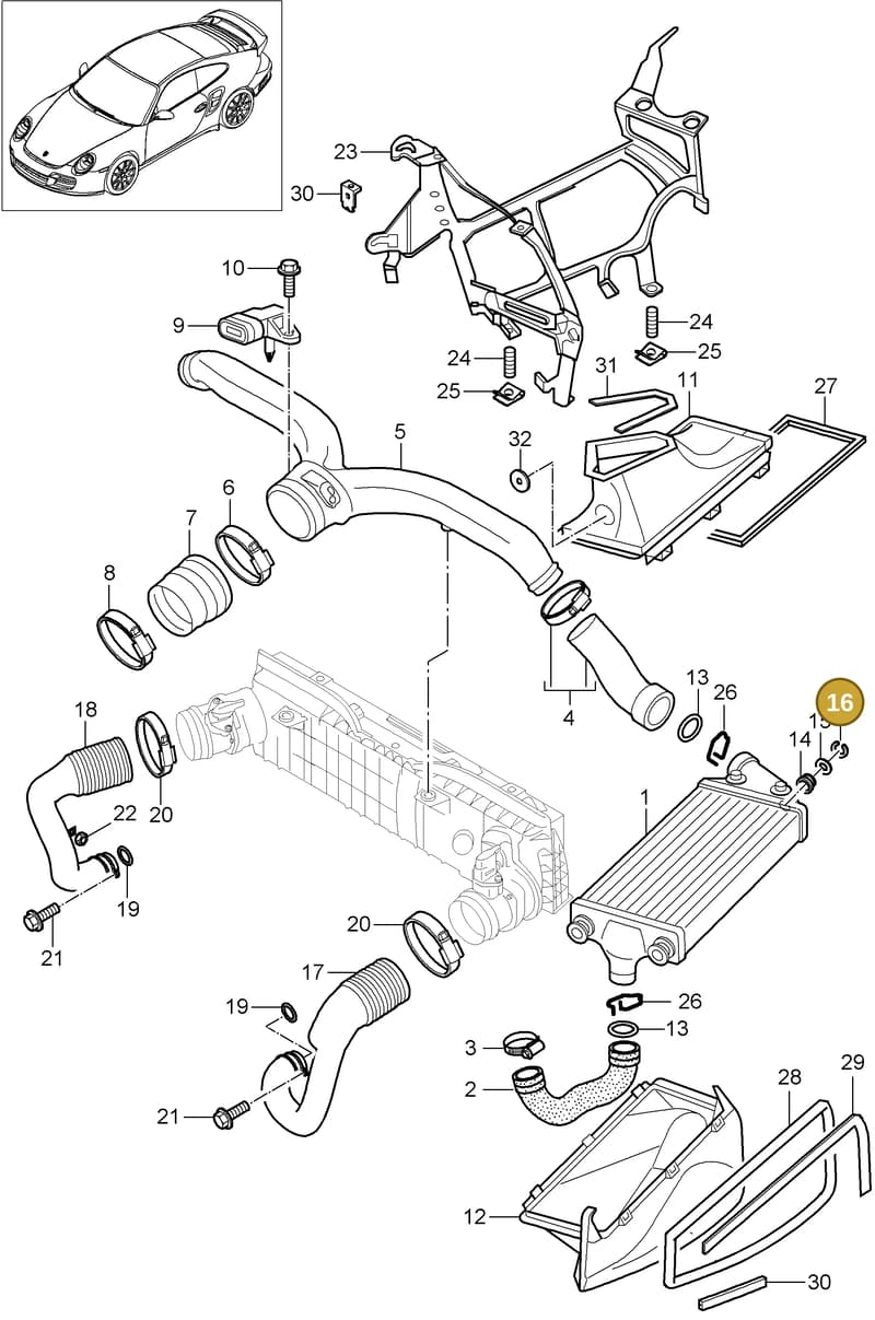 90011601509 — Porsche Turbo (2006-2009) diagram p30107020, position 16