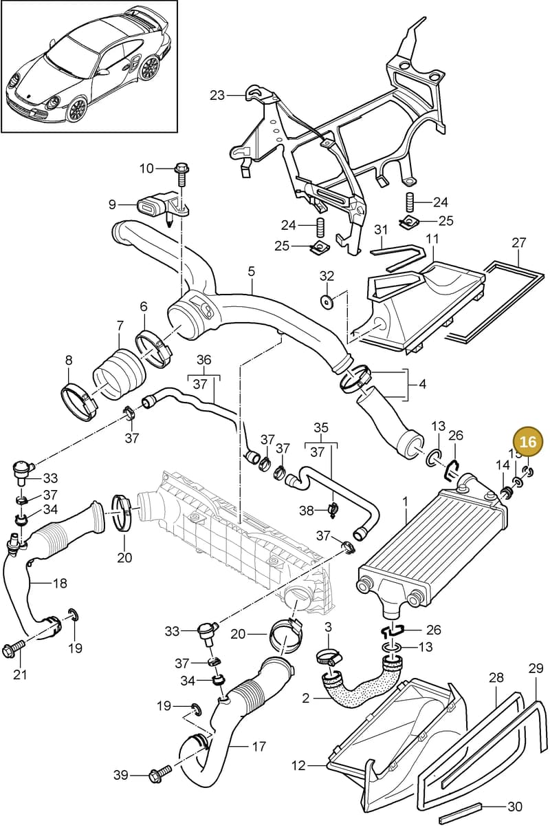 90011601509 — Porsche GT2 RS (2009-2012) diagram p36107020, position 16