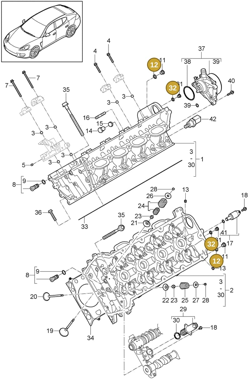 90012300530 — Porsche Panamera (2009-2016) diagram p35103000, position 12+32