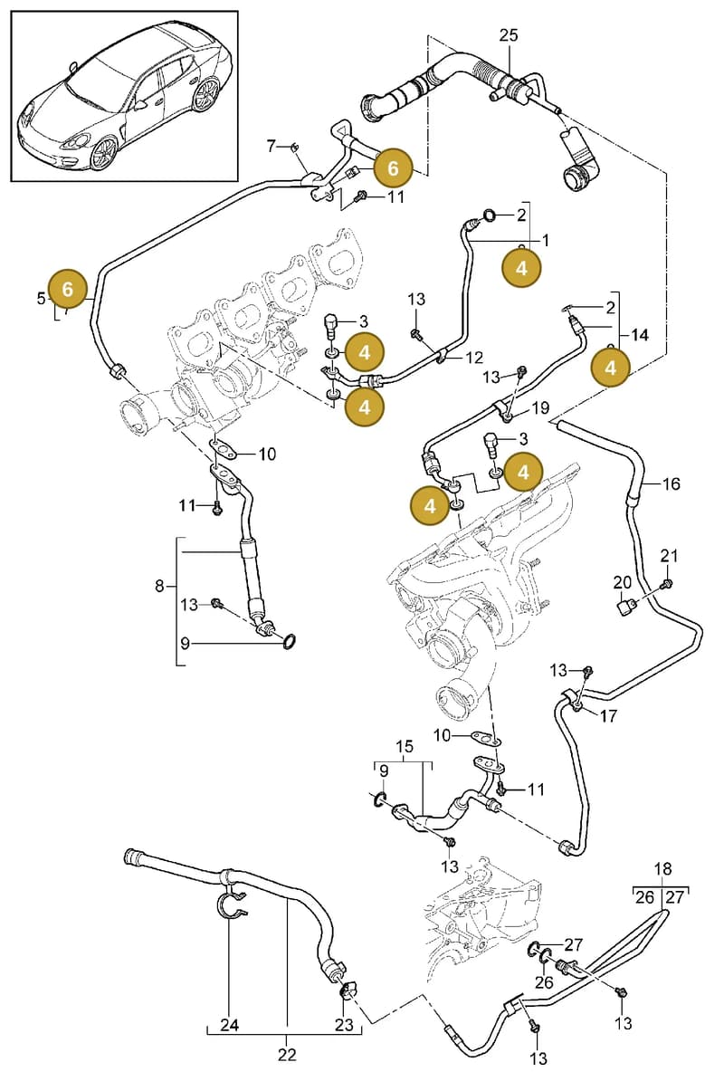 90012300530 — Porsche Panamera (2009-2016) diagram p35202090, position 4+6