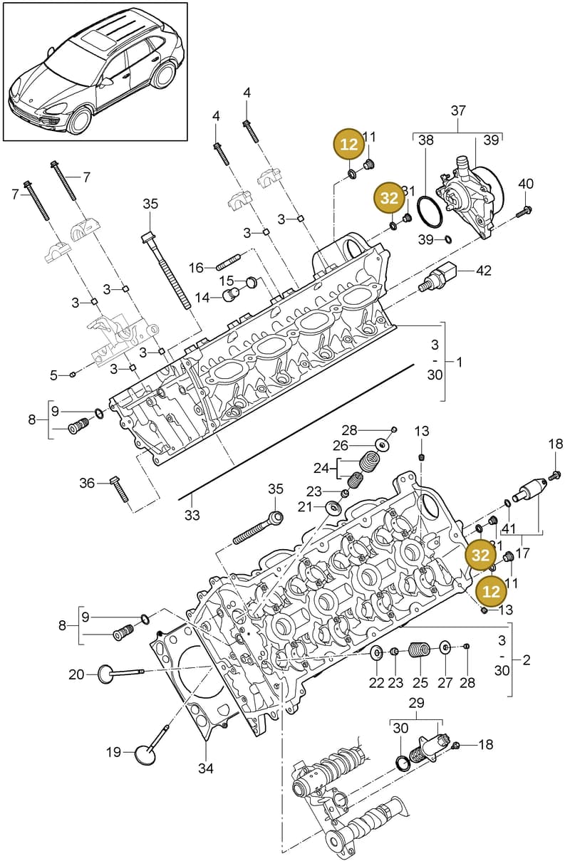 90012300530 — Porsche Cayenne (2010-2018) diagram p37103000, position 12+32