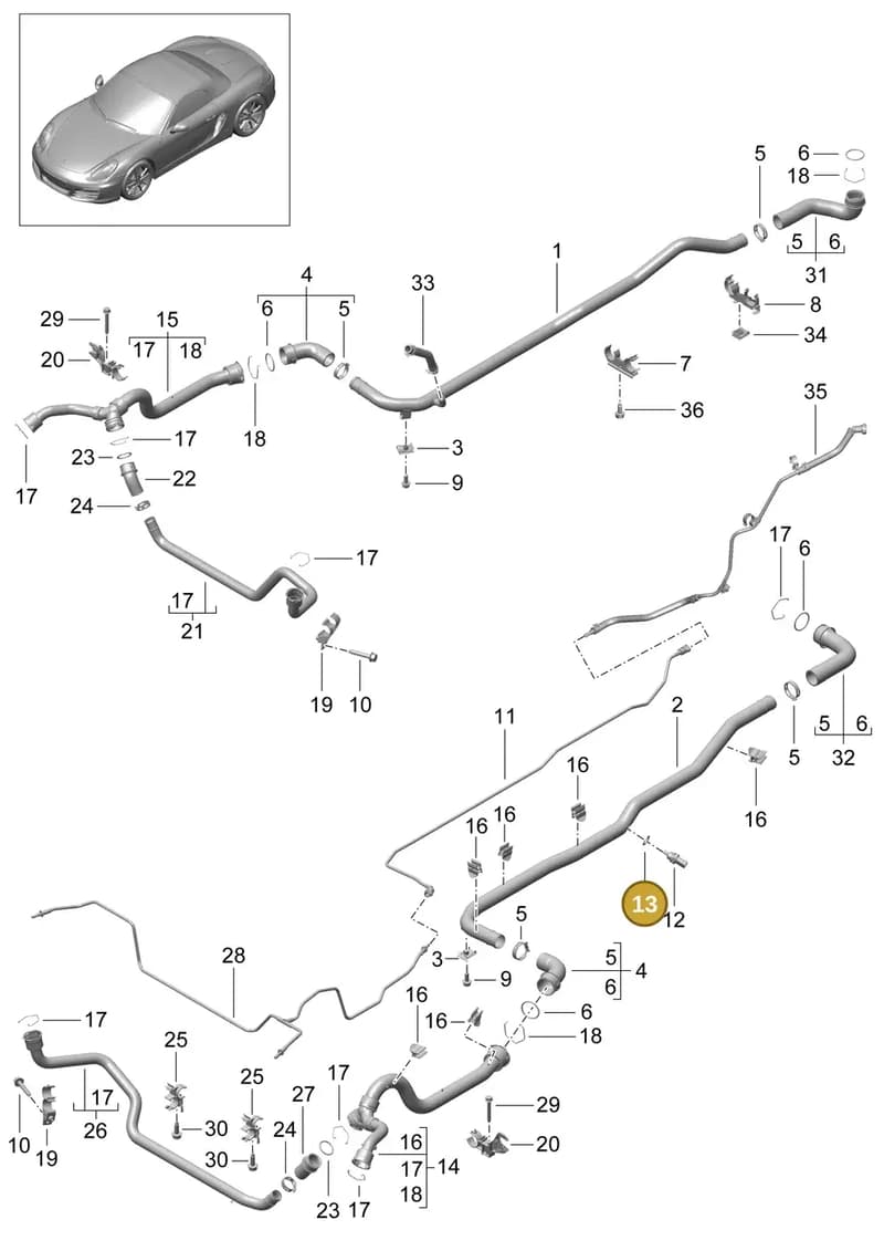90012311121 — Porsche Boxster (2012-2016) diagram p39105010, position 13