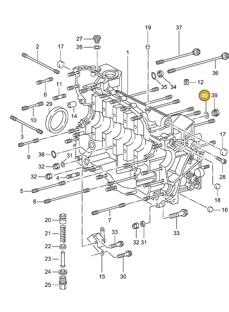 90012315230 — Porsche Turbo (2000-2005) diagram p23101010, position 40