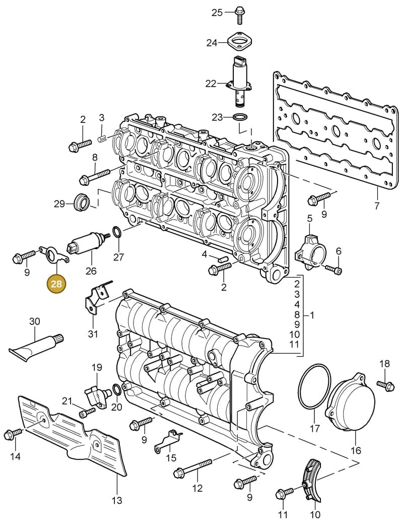 90012315230 — Porsche Turbo (2006-2009) diagram p30103010, position 28
