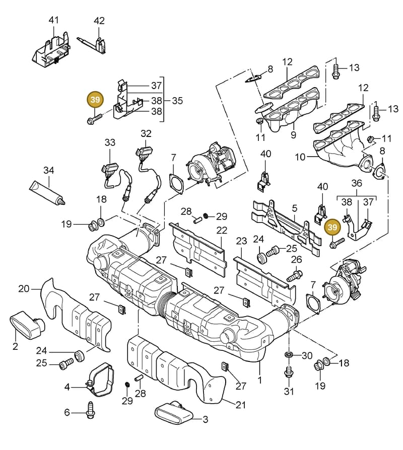 90012315230 — Porsche Turbo (2006-2009) diagram p30202000, position 39