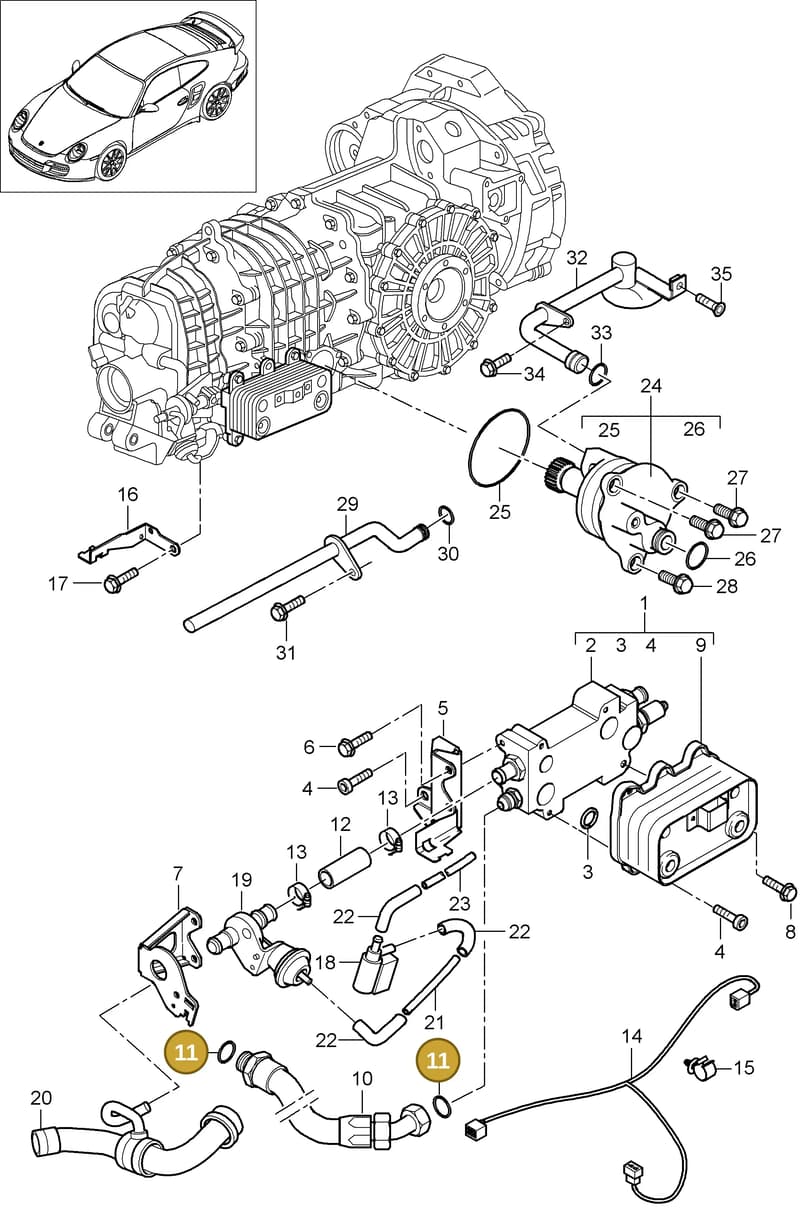 90012315230 — Porsche GT2 RS (2009-2012) diagram p36307000, position 11