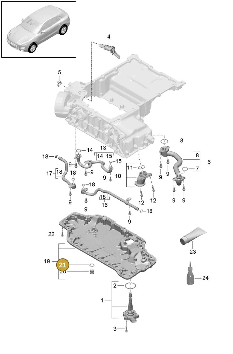 90012315230 — Porsche Macan (2013-2018) diagram p44104060, position 21