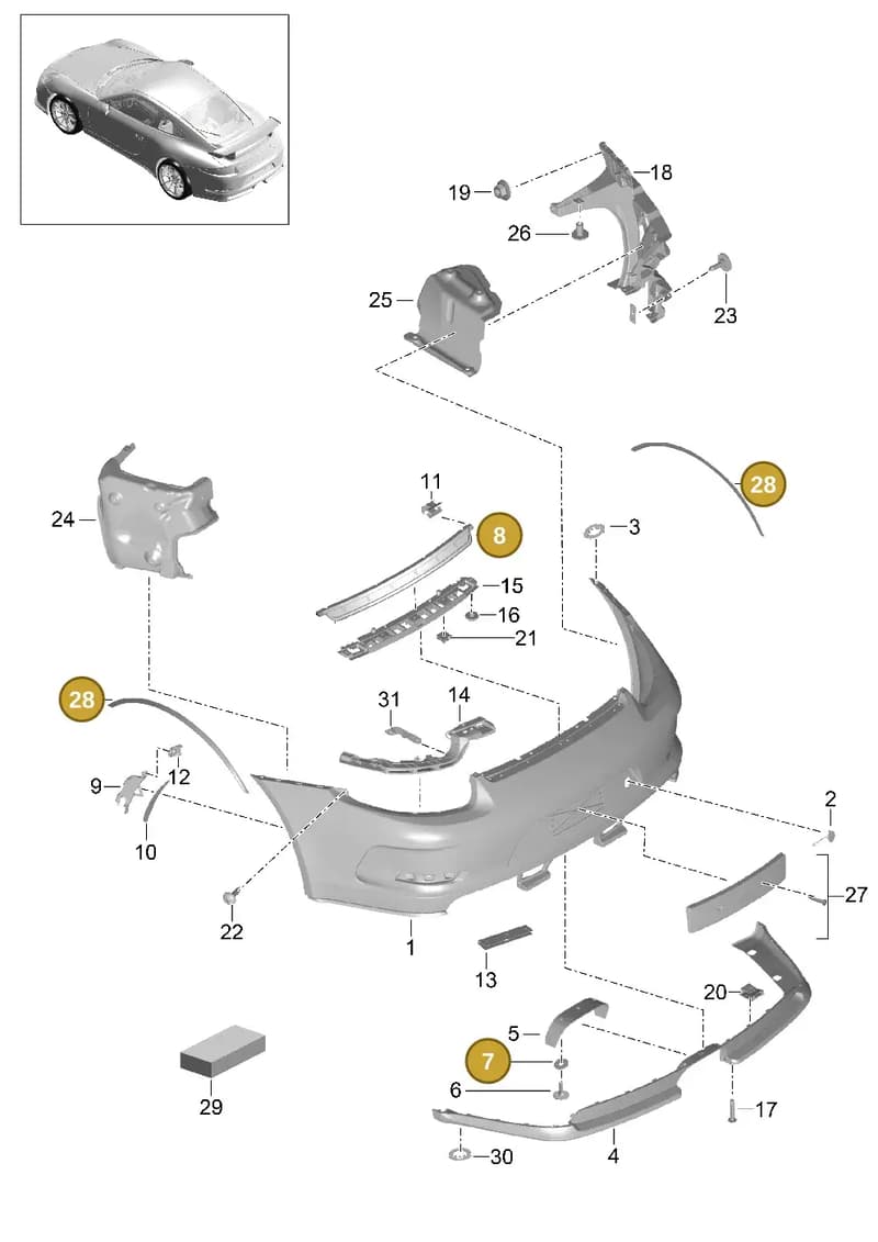 90015102801 — Porsche 911 (2013-2020) diagram p41802010, position 7+8+28