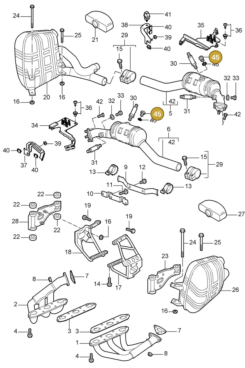 90021901500 — Porsche Carrera 4 Cabrio (2004-2008) diagram p26202000, position 45