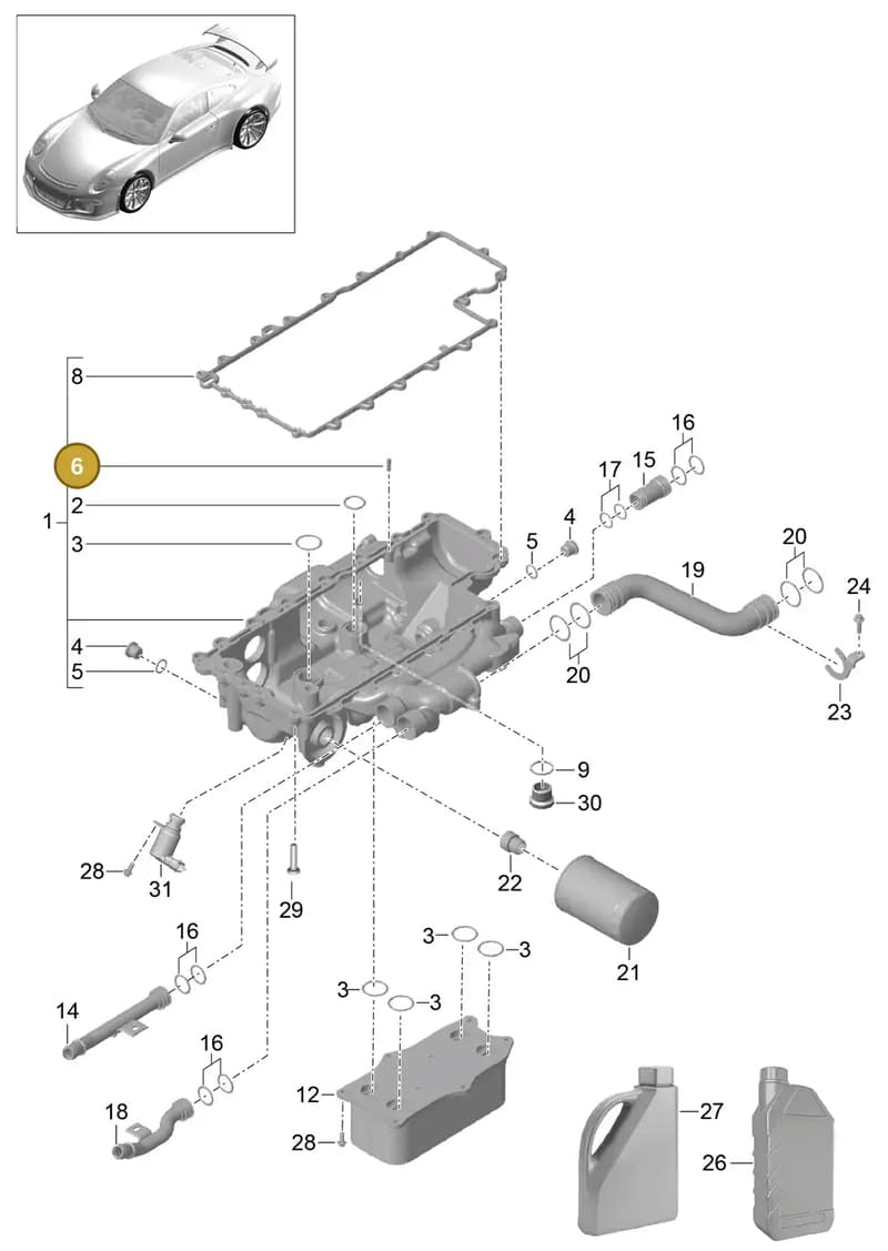 90030204601 — Porsche 911 (2013-2020) diagram p41104010, position 6
