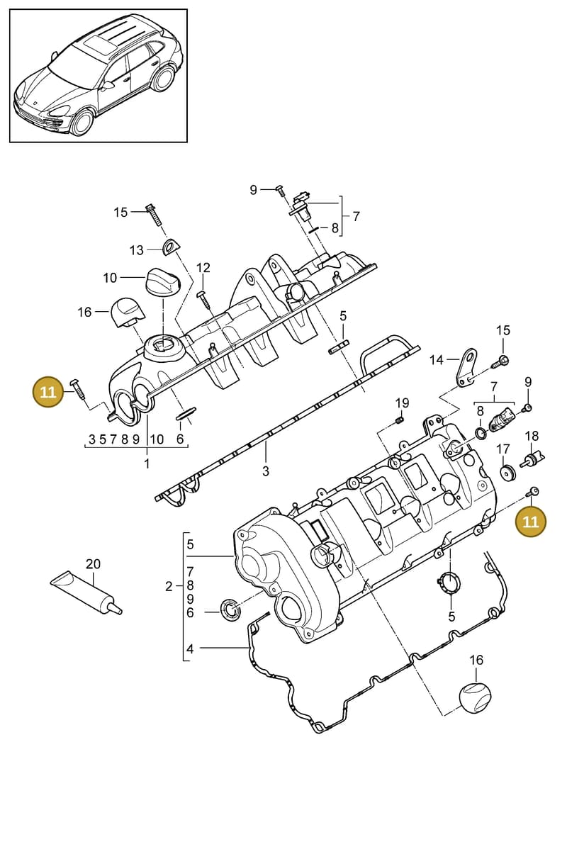90030205600 — Porsche Cayenne (2010-2018) diagram p37103020, position 11