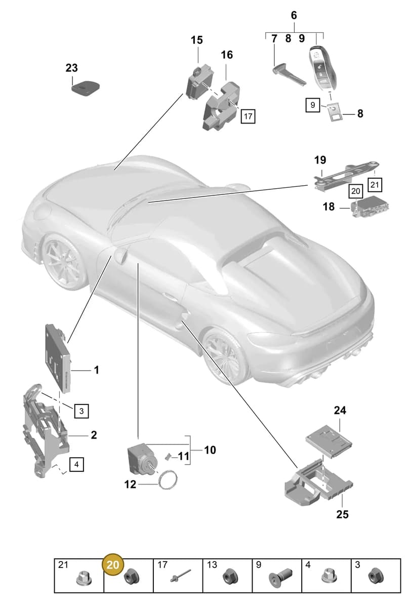 90037701002 — Porsche Boxster Spyder (2019-2020) diagram p54901040, position 20