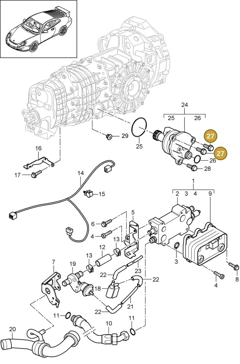 90037802201 — Porsche GT3 RS (2006-2011) diagram p29307000, position 27