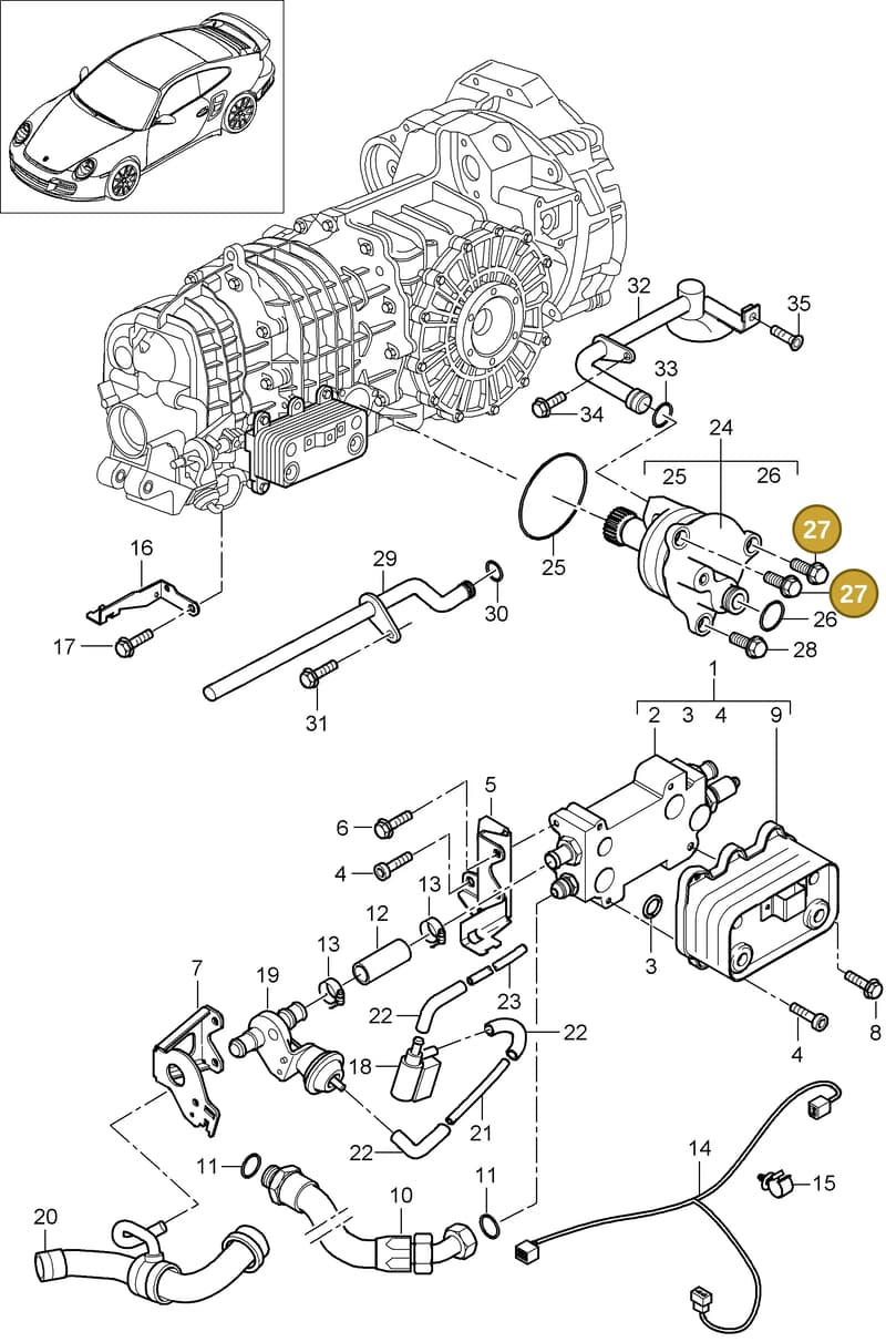 90037802201 — Porsche GT2 RS (2009-2012) diagram p36307000, position 27