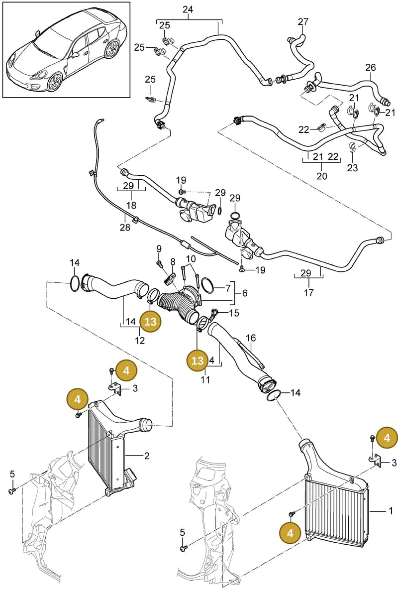 90037803501 — Porsche Panamera (2009-2016) diagram p35107060, position 4+13