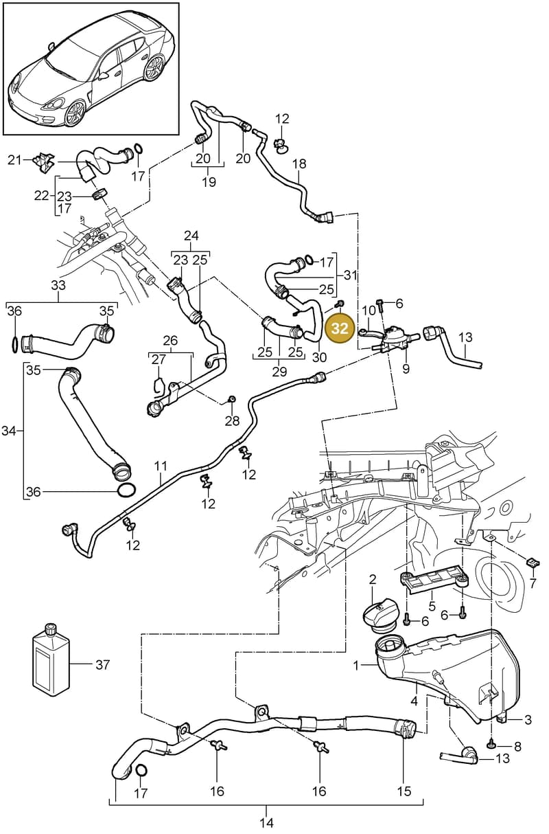 90037803601 — Porsche Panamera (2009-2016) diagram p35105040, position 32+41+49