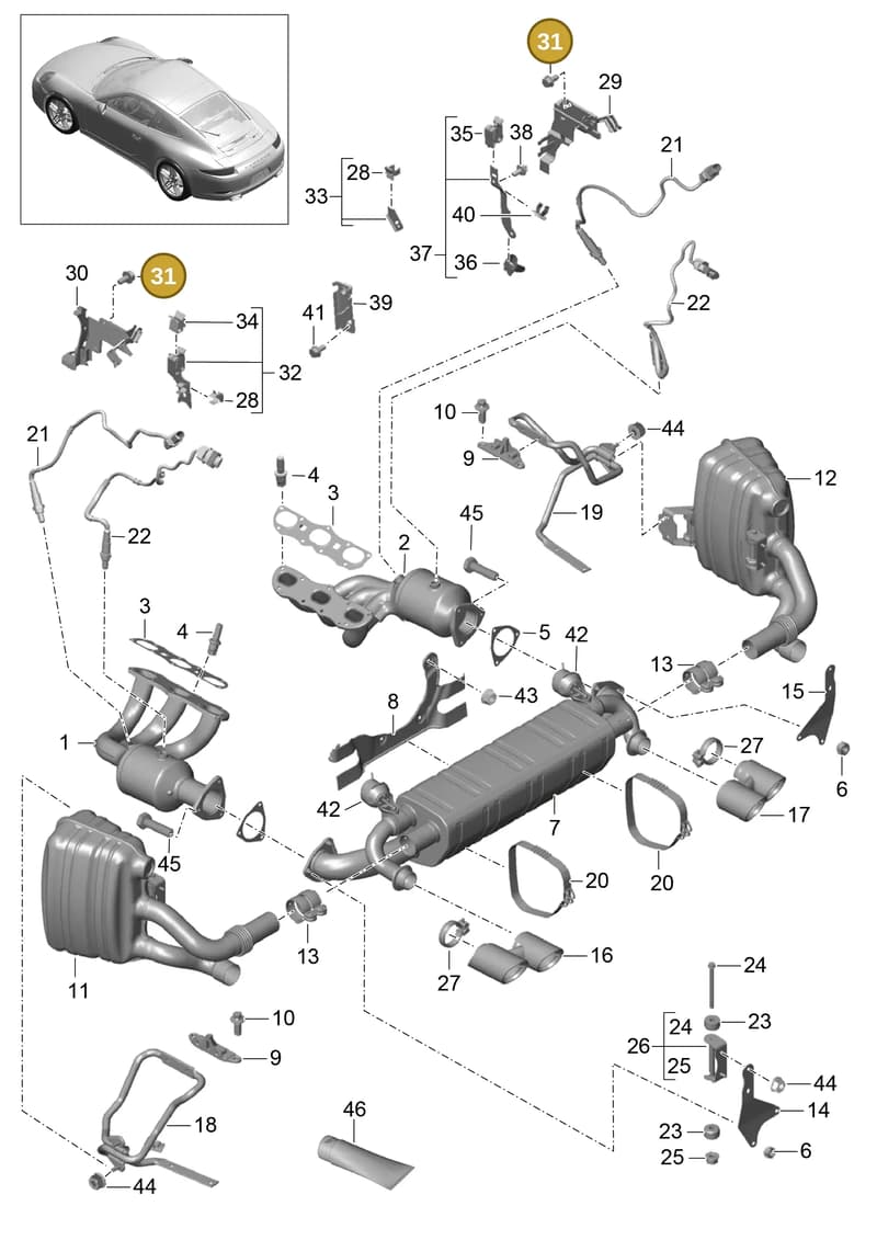 90037803601 — Porsche 991 Carrera 4 (2011-2016) diagram p38202000, position 31