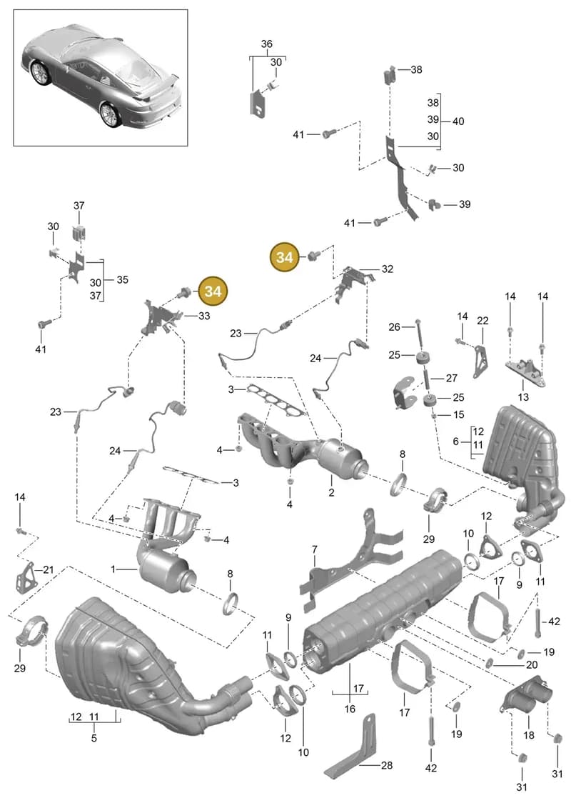 90037803601 — Porsche 911 (2013-2020) diagram p41202000, position 34