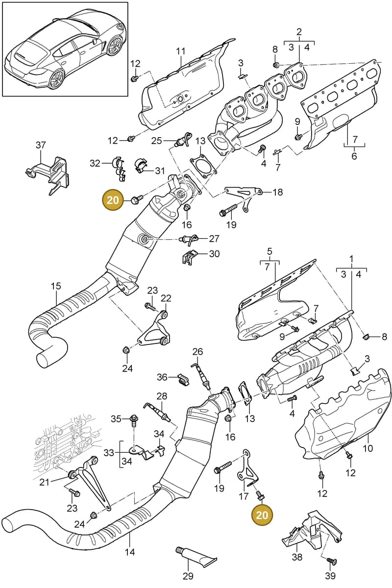 90037807401 — Porsche Panamera (2009-2016) diagram p35202000, position 20
