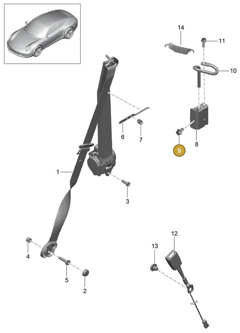 90037807401 — Porsche 991 Carrera 4 (2011-2016) diagram p38812000, position 9