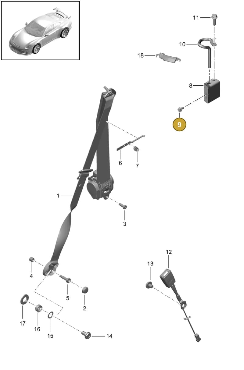 90037807401 — Porsche 911 (2013-2020) diagram p41812000, position 9