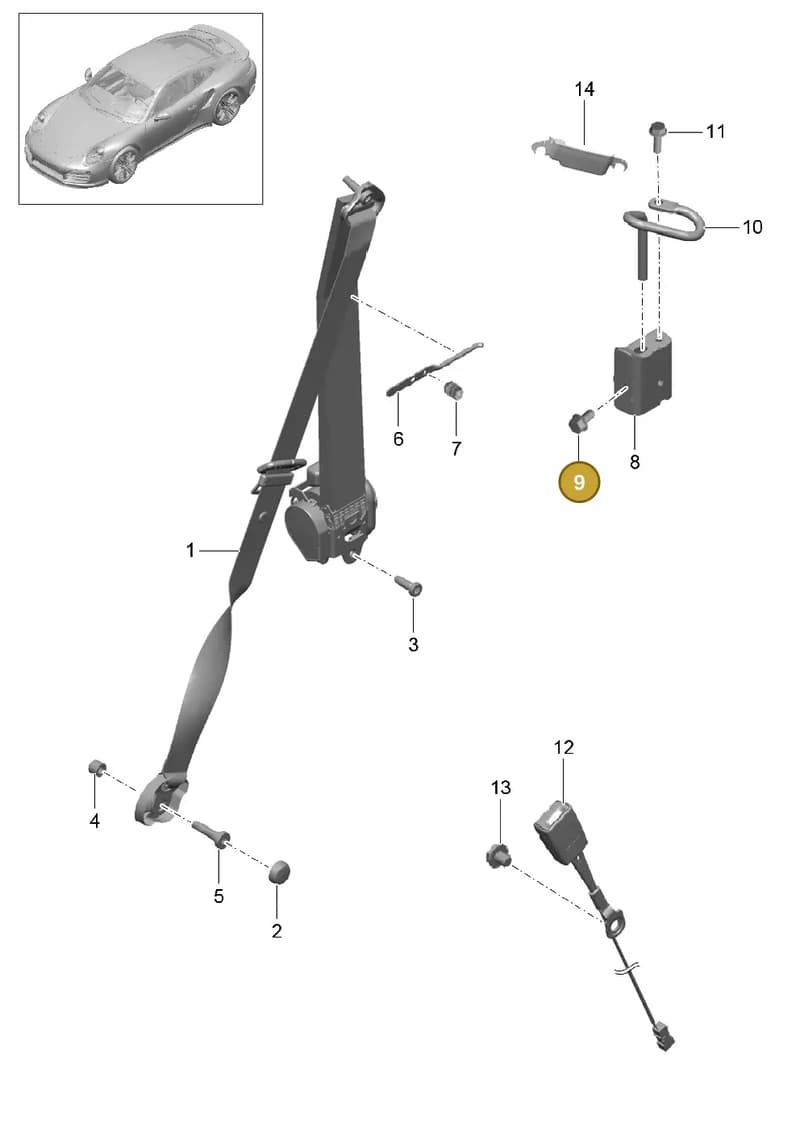 90037807401 — Porsche GT2 RS Clubsport (2013-2020) diagram p42812000, position 9