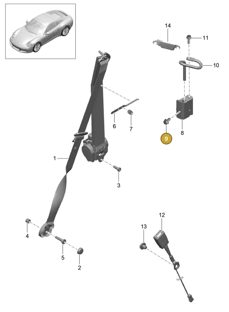 90037807401 — Porsche 911 (2016-2019) diagram p47812000, position 9