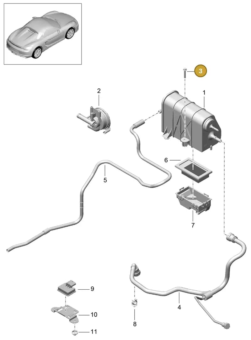 90037811501 — Porsche Boxster Spyder (2015-2016) diagram p46201020, position 3