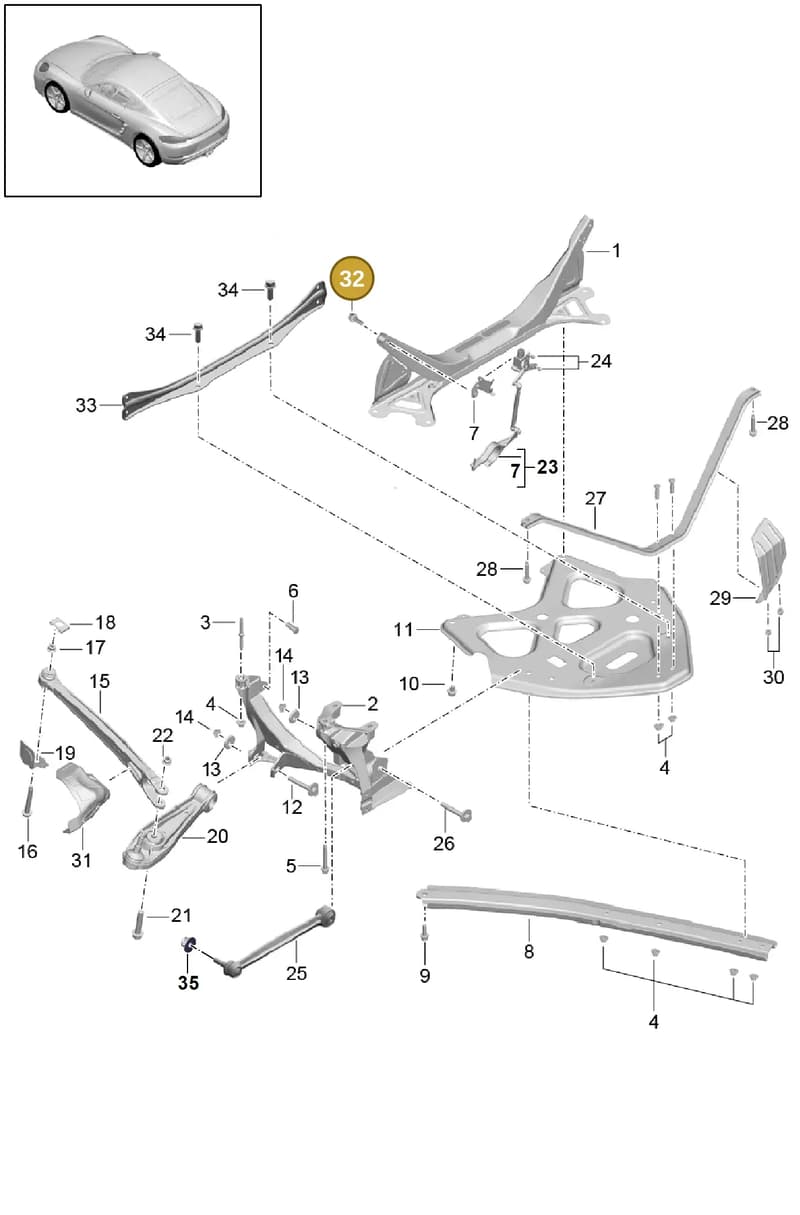 90037811501 — Porsche Cayman (2016-2019) diagram p50501000, position 32