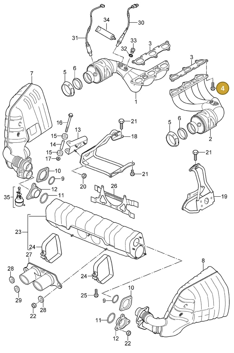 90037813100 — Porsche GT3 RS (2006-2011) diagram p29202000, position 4