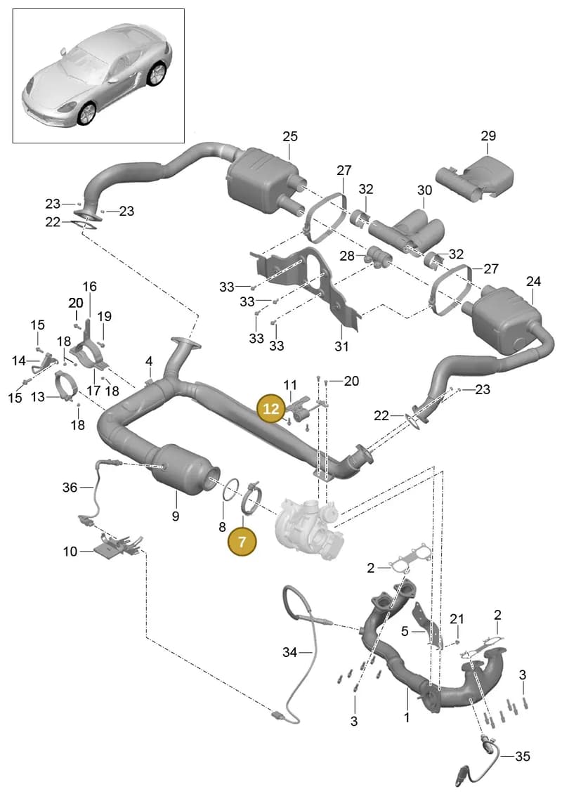 90037813100 — Porsche Cayman (2016-2019) diagram p50202000, position 7+12