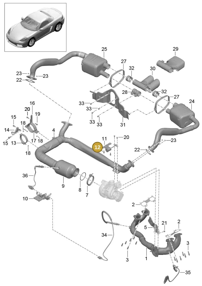 90037813100 — Porsche Boxster (2016-2019) diagram p48202000, position 12