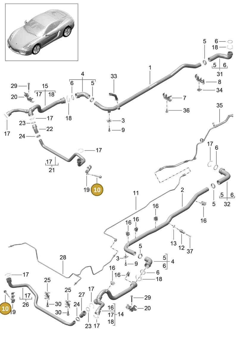90037814101 — Porsche Cayman (2013-2016) diagram p40105010, position 10