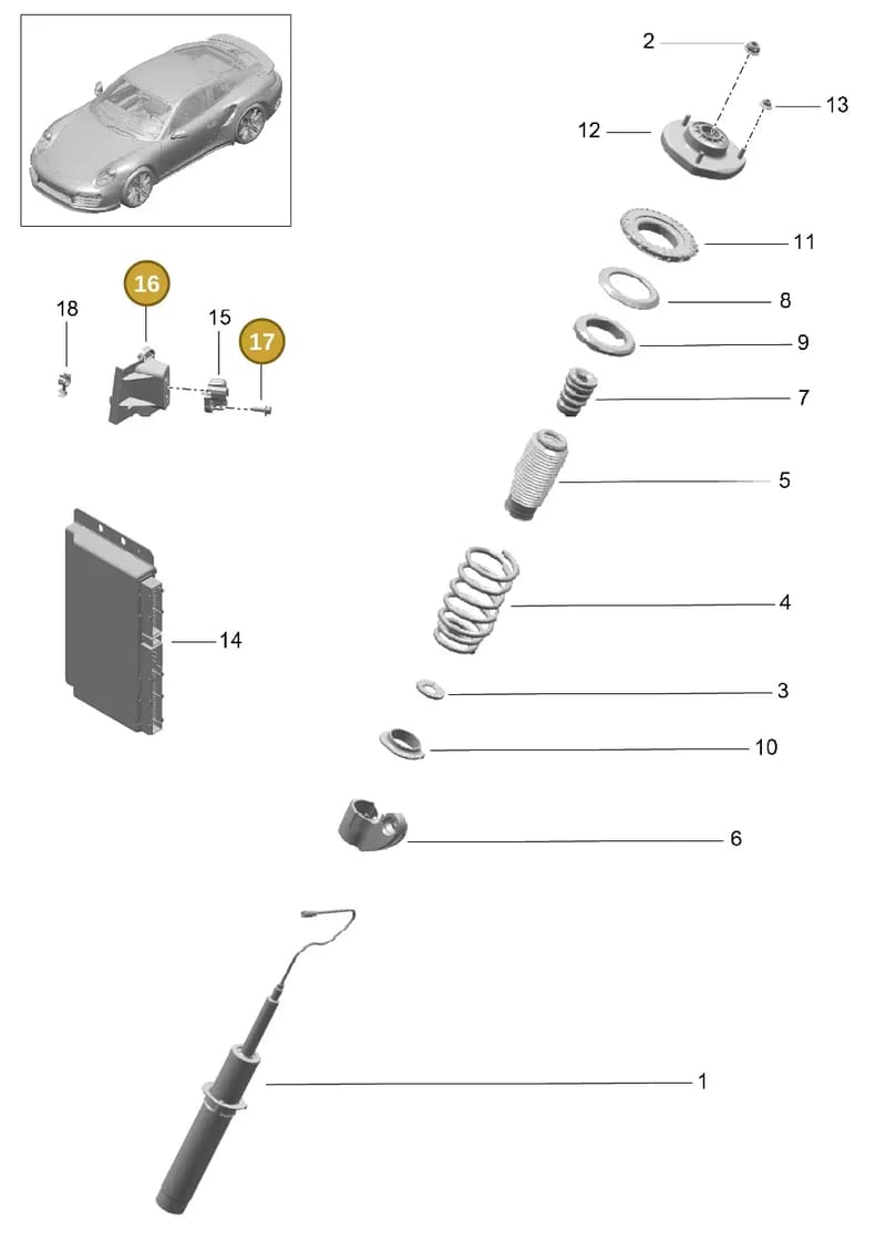 90037817301 — Porsche 911 (2013-2020) diagram p42402000, position 16+17