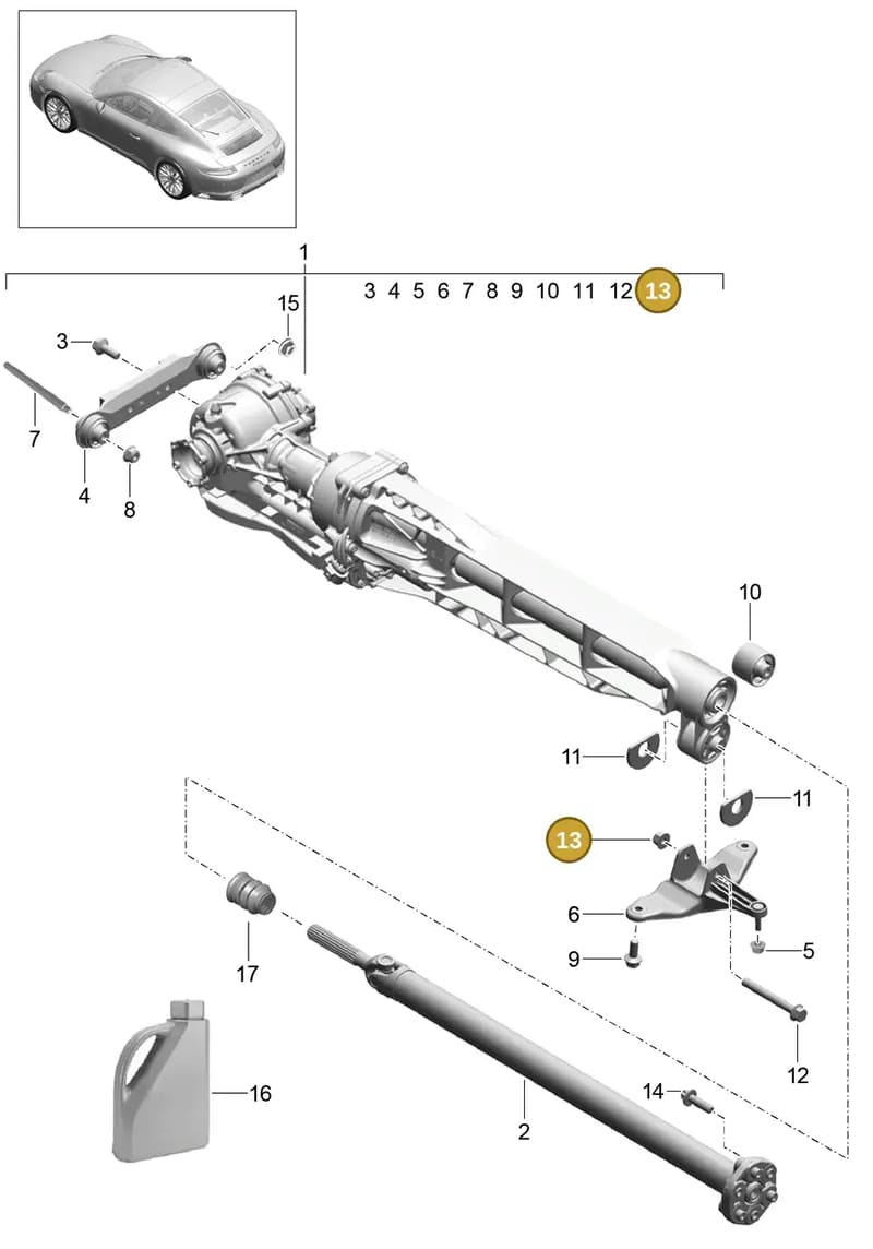 90038000801 — Porsche 911 (2016-2019) diagram p47305000, position 13