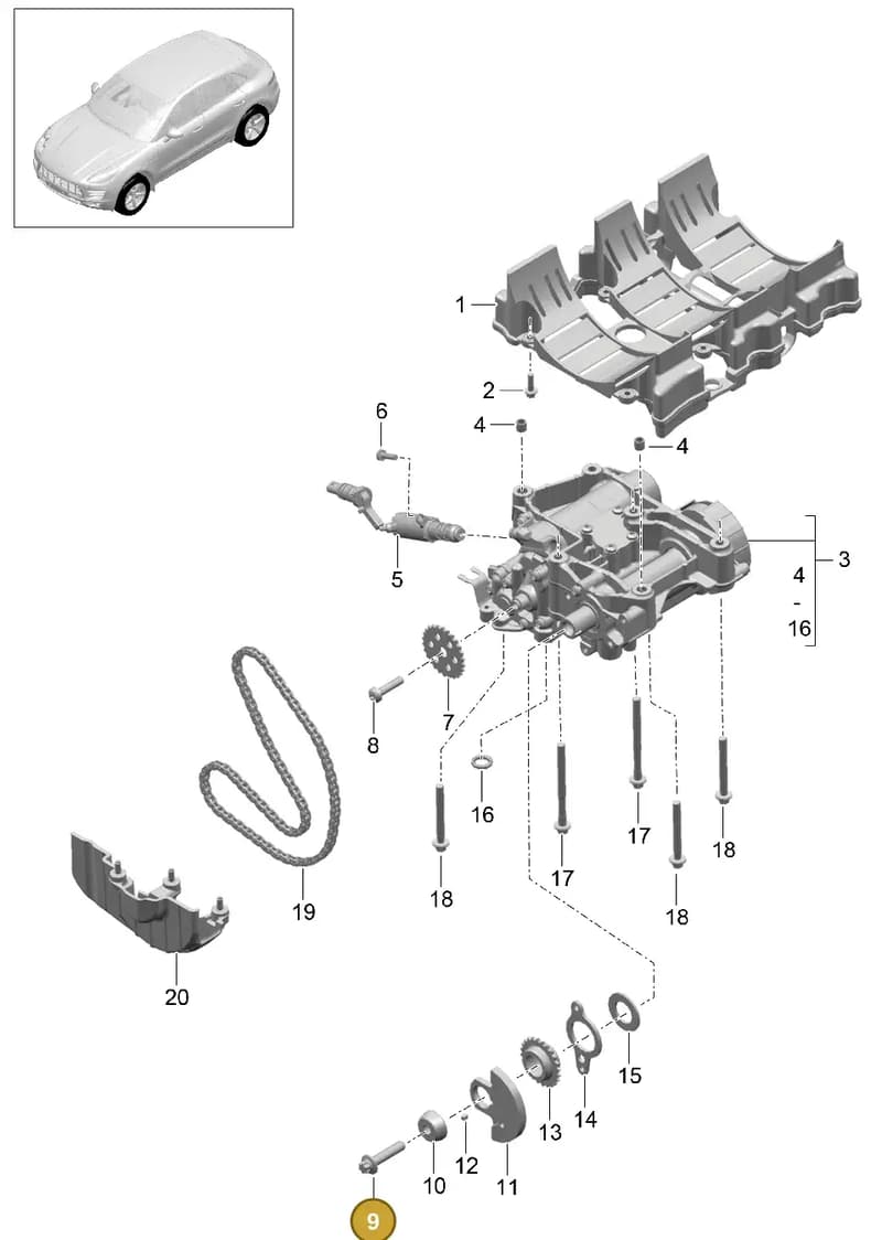 90038501101 — Porsche Macan (2013-2018) diagram p44104000, position 9