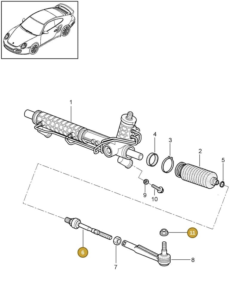90038504401 — Porsche GT2 RS (2009-2012) diagram p36403000, position 6+11