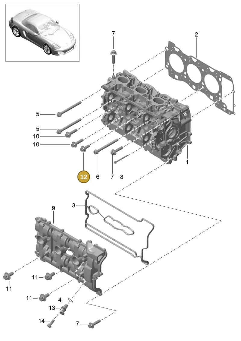 90038511201 — Porsche Boxster (2012-2016) diagram p39103000, position 12+15