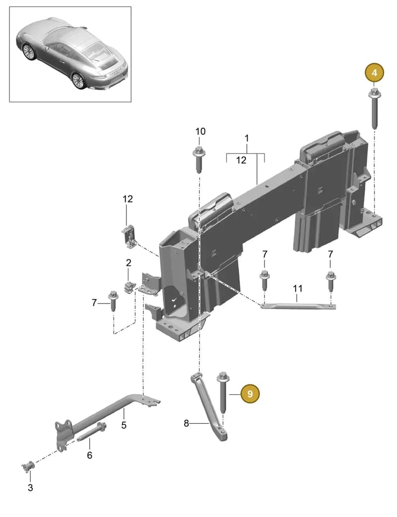 90038515901 — Porsche 911 (2016-2019) diagram p47811070, position 4+9