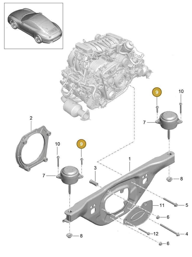 90038516701 — Porsche 991 Carrera 4 (2011-2016) diagram p38109000, position 9